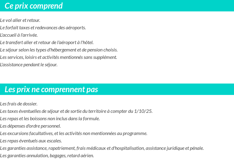 Conditions tarifaires