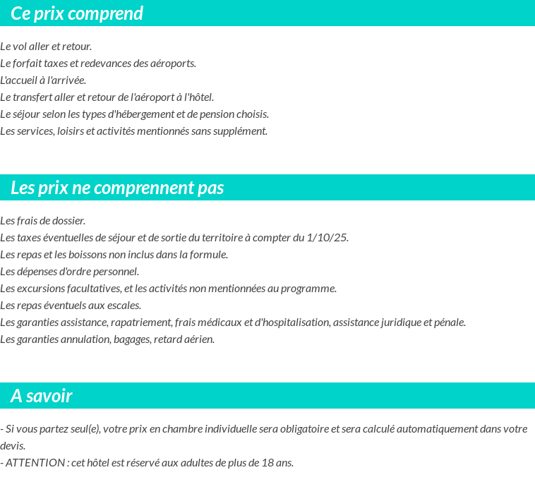 Conditions tarifaires