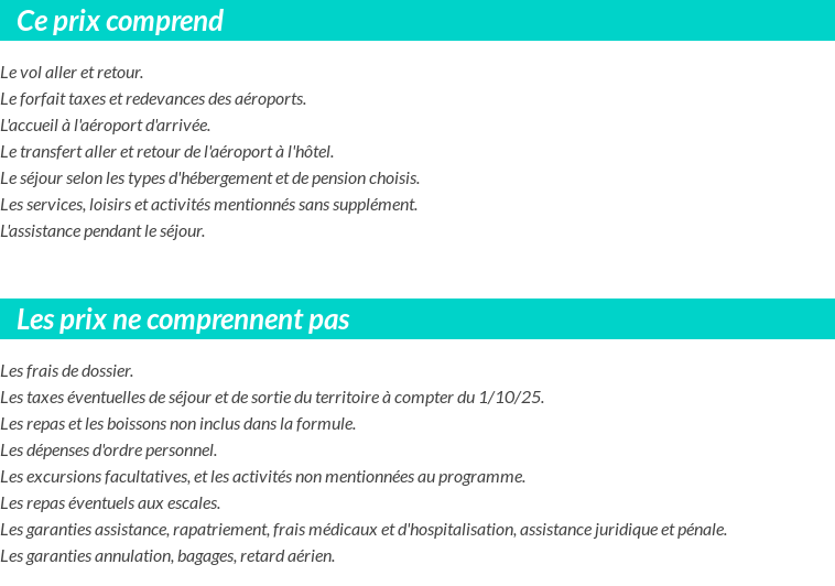 Conditions tarifaires