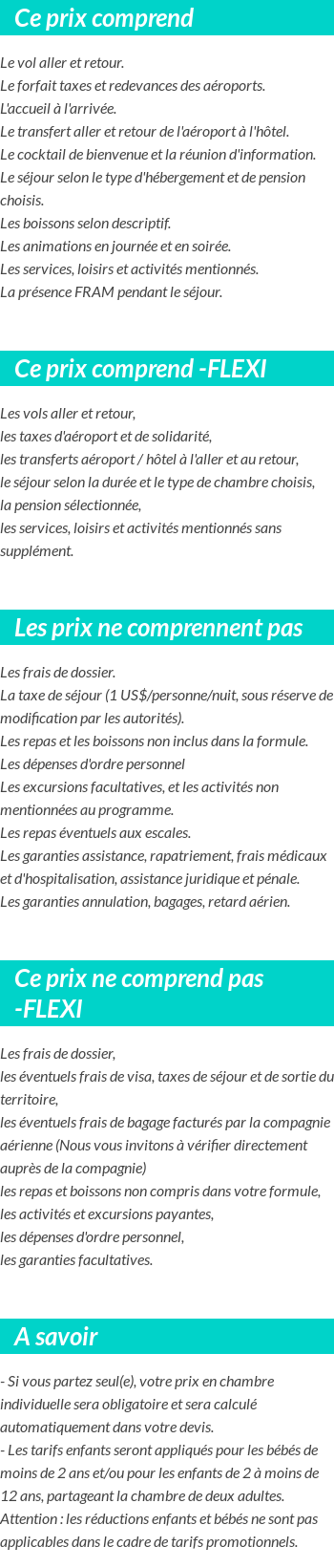 Conditions tarifaires