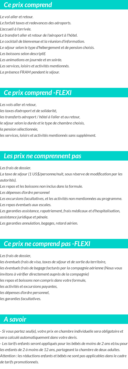 Conditions tarifaires