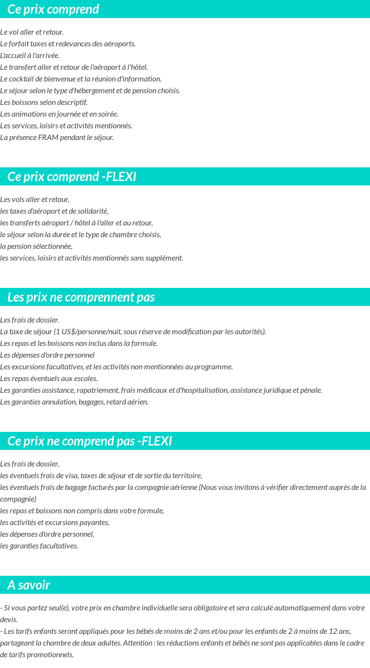 Conditions tarifaires