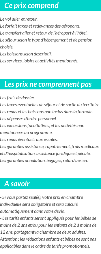 Conditions tarifaires