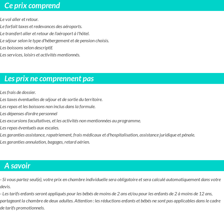 Conditions tarifaires