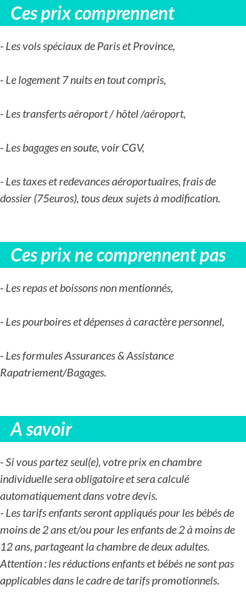 Conditions tarifaires