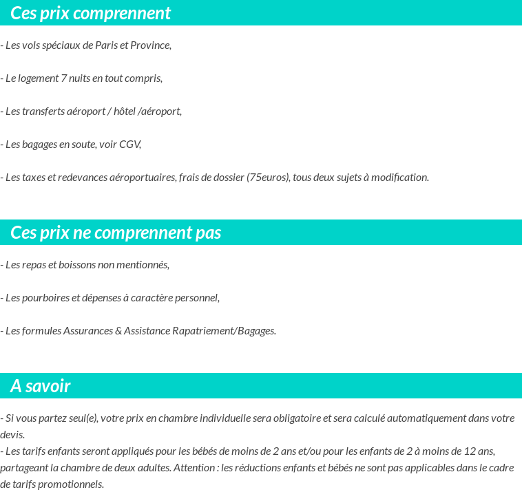 Conditions tarifaires