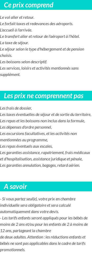 Conditions tarifaires