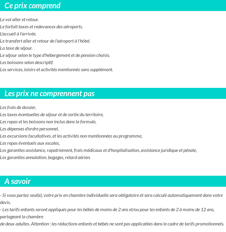 Conditions tarifaires