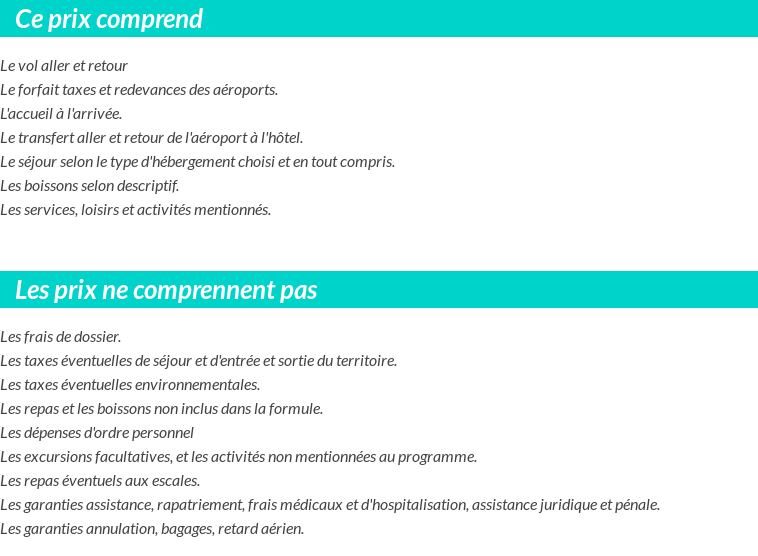 Conditions tarifaires