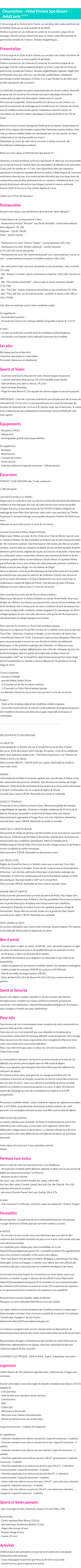 Détails du séjour