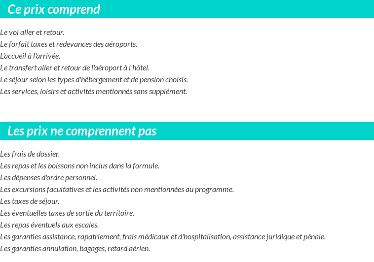 Conditions tarifaires