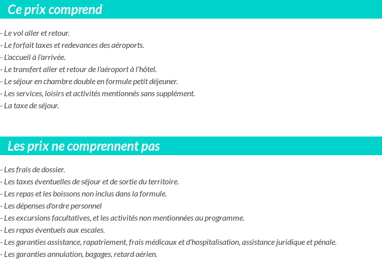 Conditions tarifaires