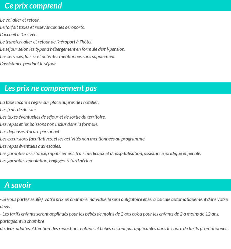 Conditions tarifaires