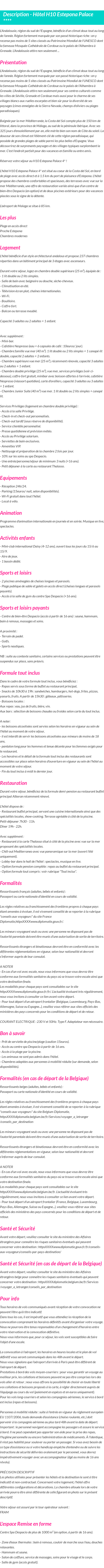Détails du séjour