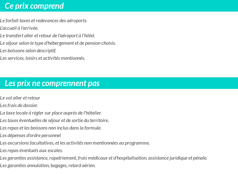 Conditions tarifaires