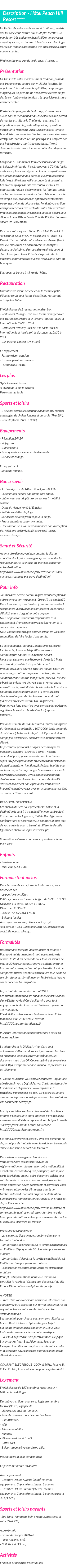 Détails du séjour