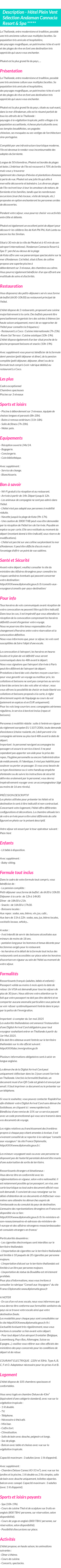 Détails du séjour