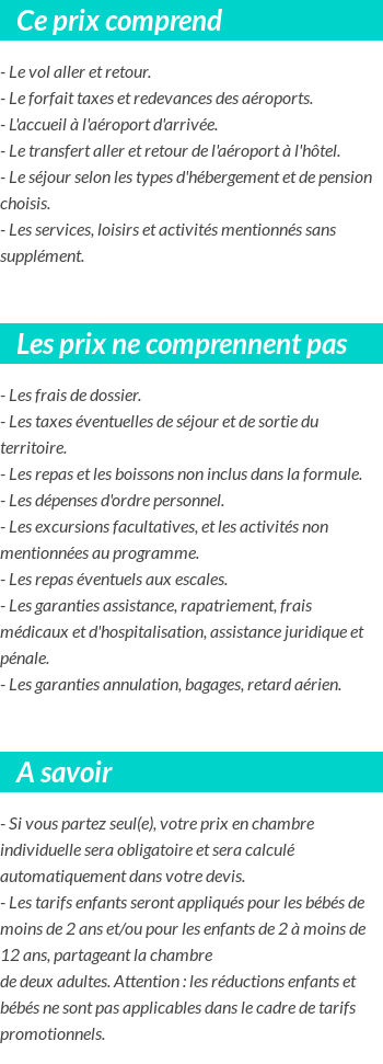 Conditions tarifaires