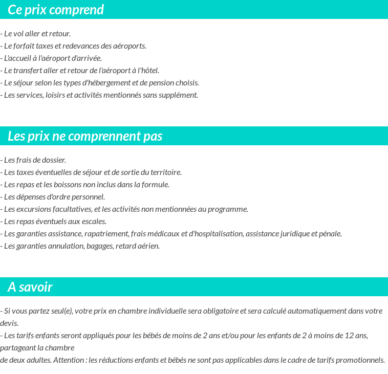 Conditions tarifaires