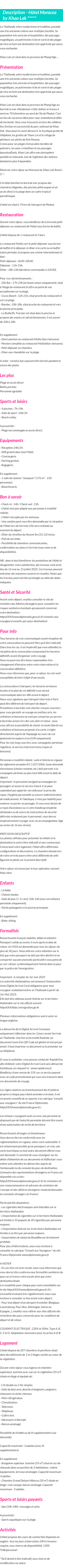 Détails du séjour