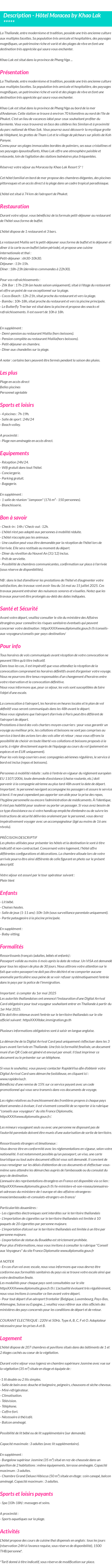 Détails du séjour
