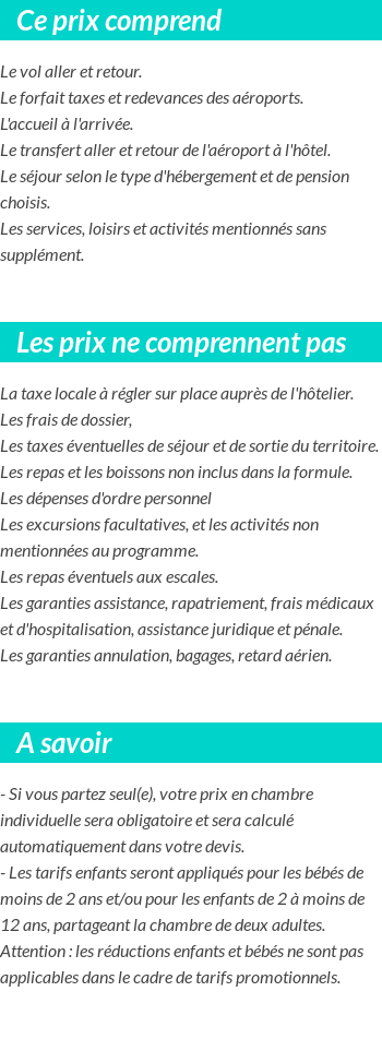 Conditions tarifaires