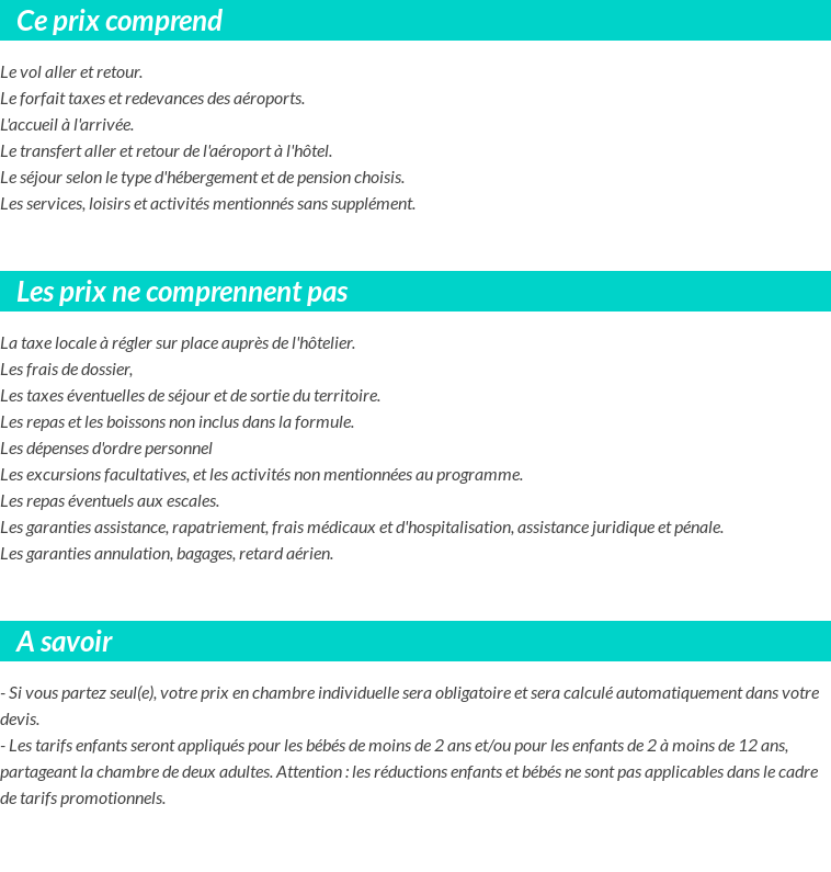 Conditions tarifaires