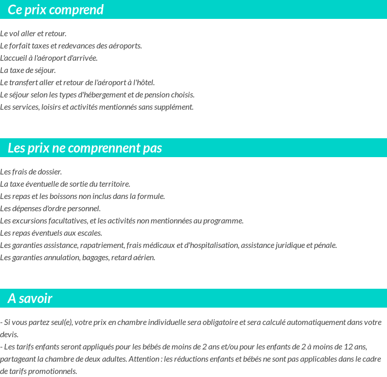 Conditions tarifaires