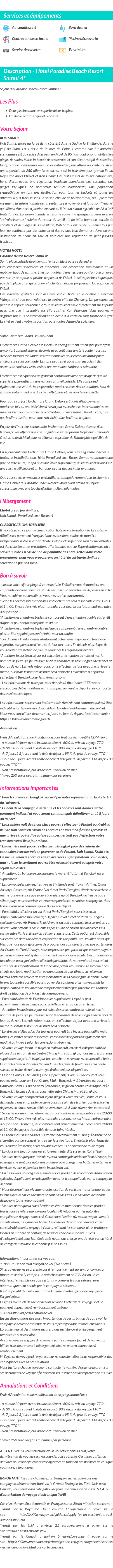 Détails du séjour