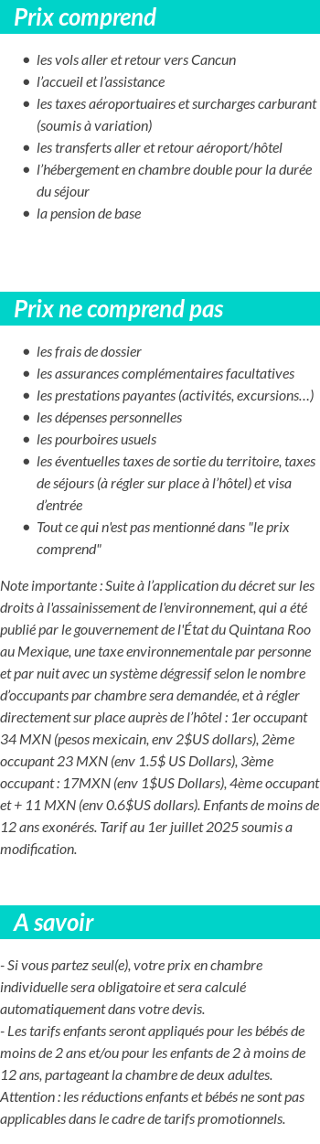 Conditions tarifaires