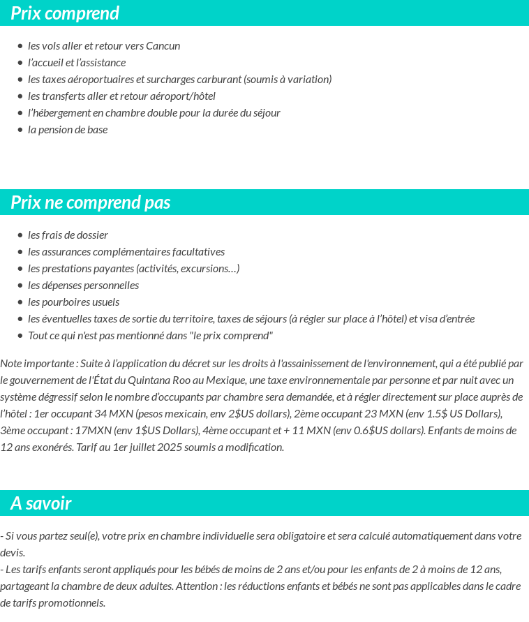 Conditions tarifaires