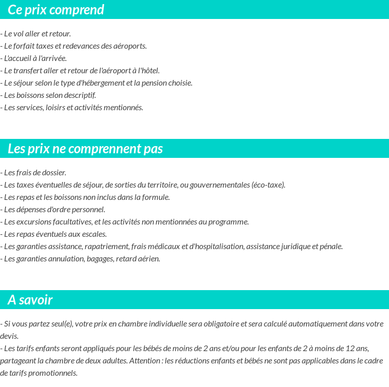 Conditions tarifaires