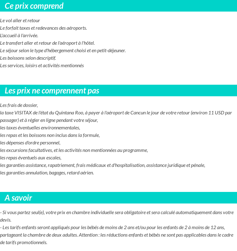 Conditions tarifaires