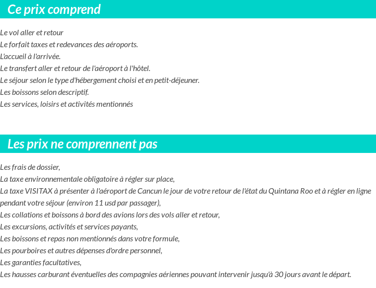 Conditions tarifaires