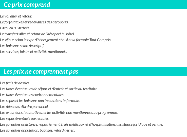 Conditions tarifaires