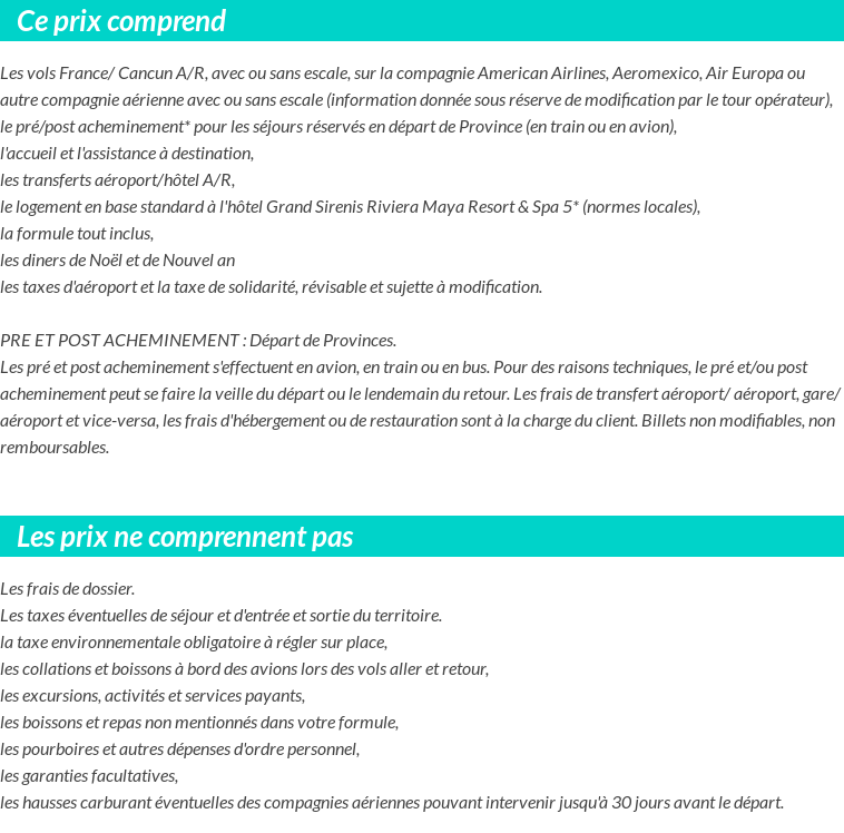 Conditions tarifaires