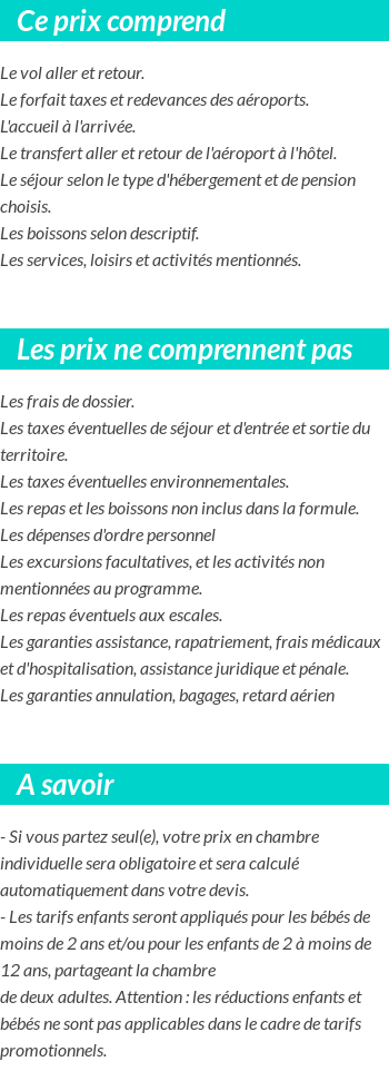 Conditions tarifaires