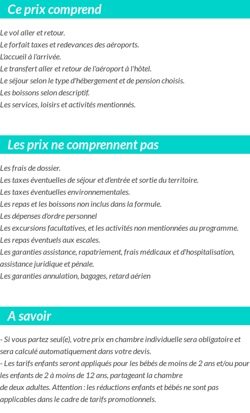 Conditions tarifaires