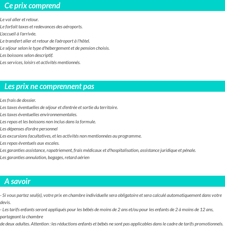 Conditions tarifaires