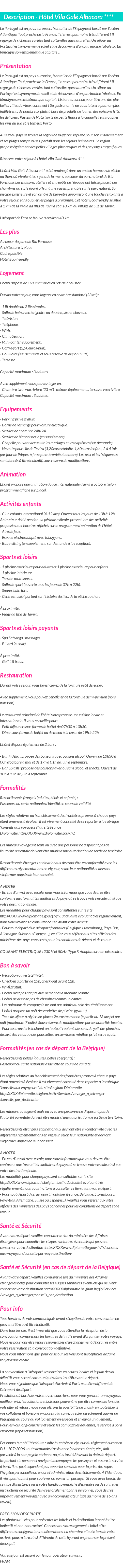 Détails du séjour