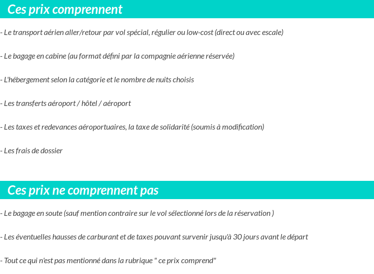 Conditions tarifaires