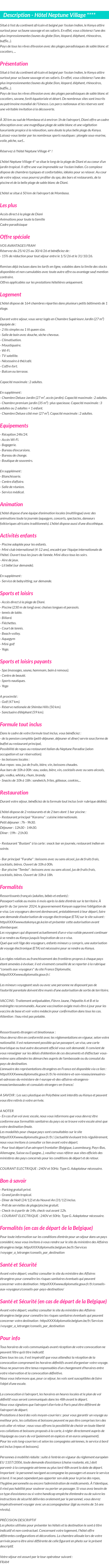 Détails du séjour