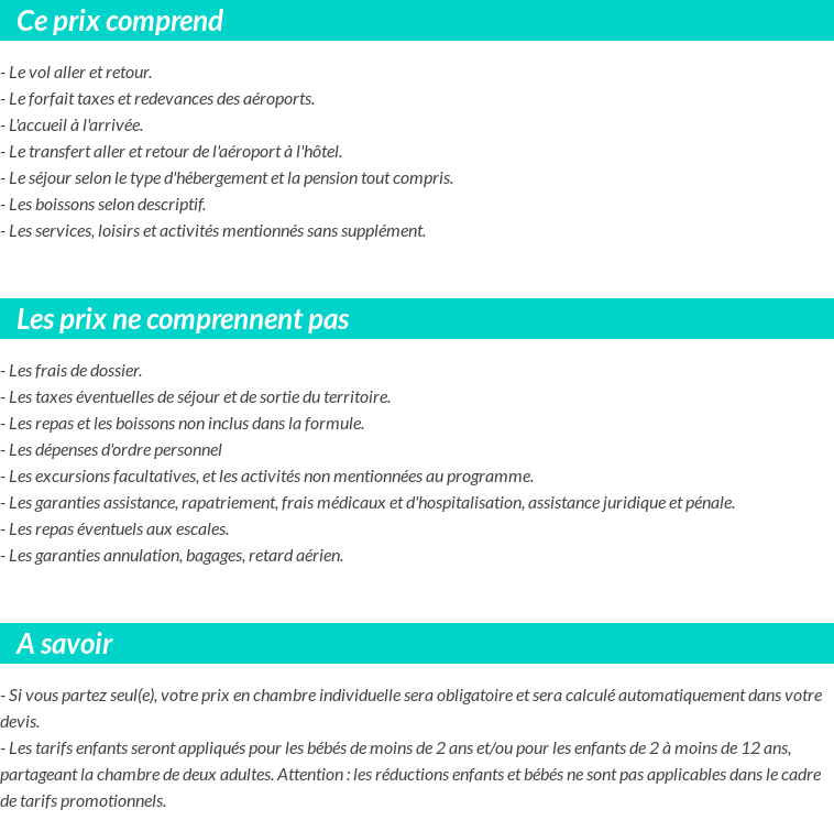 Conditions tarifaires