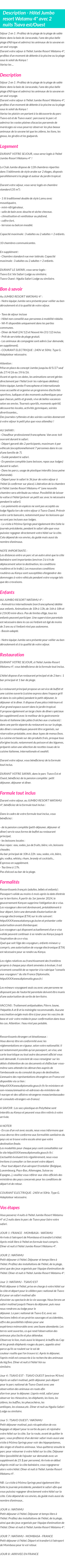 Détails du séjour