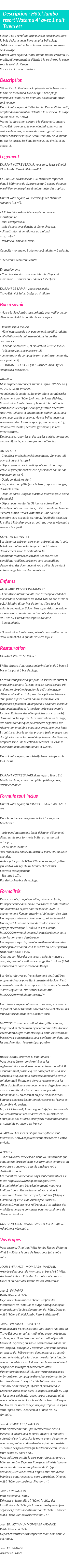 Détails du séjour