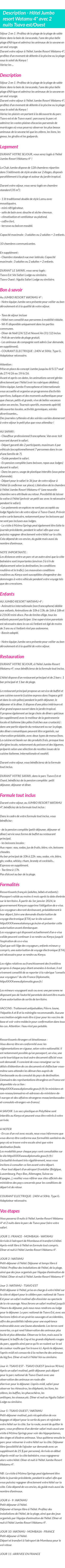 Détails du séjour