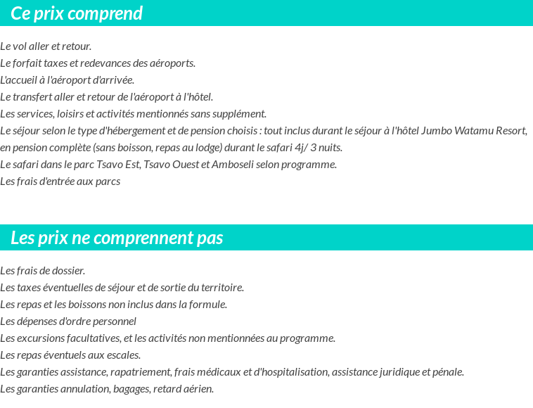 Conditions tarifaires