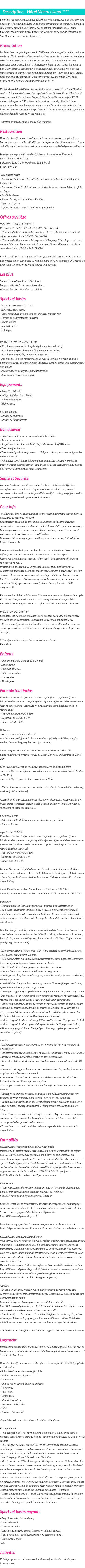 Détails du séjour