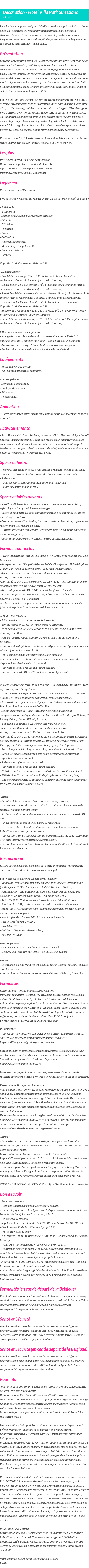 Détails du séjour