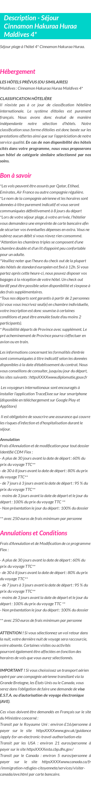 Détails du séjour